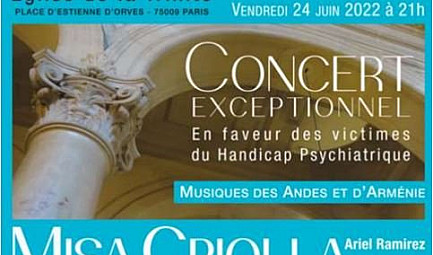 Concert exceptionnel en faveur des victimes du Handicat Psychiatrique -  Eglise de la Trinité - Paris le 24..